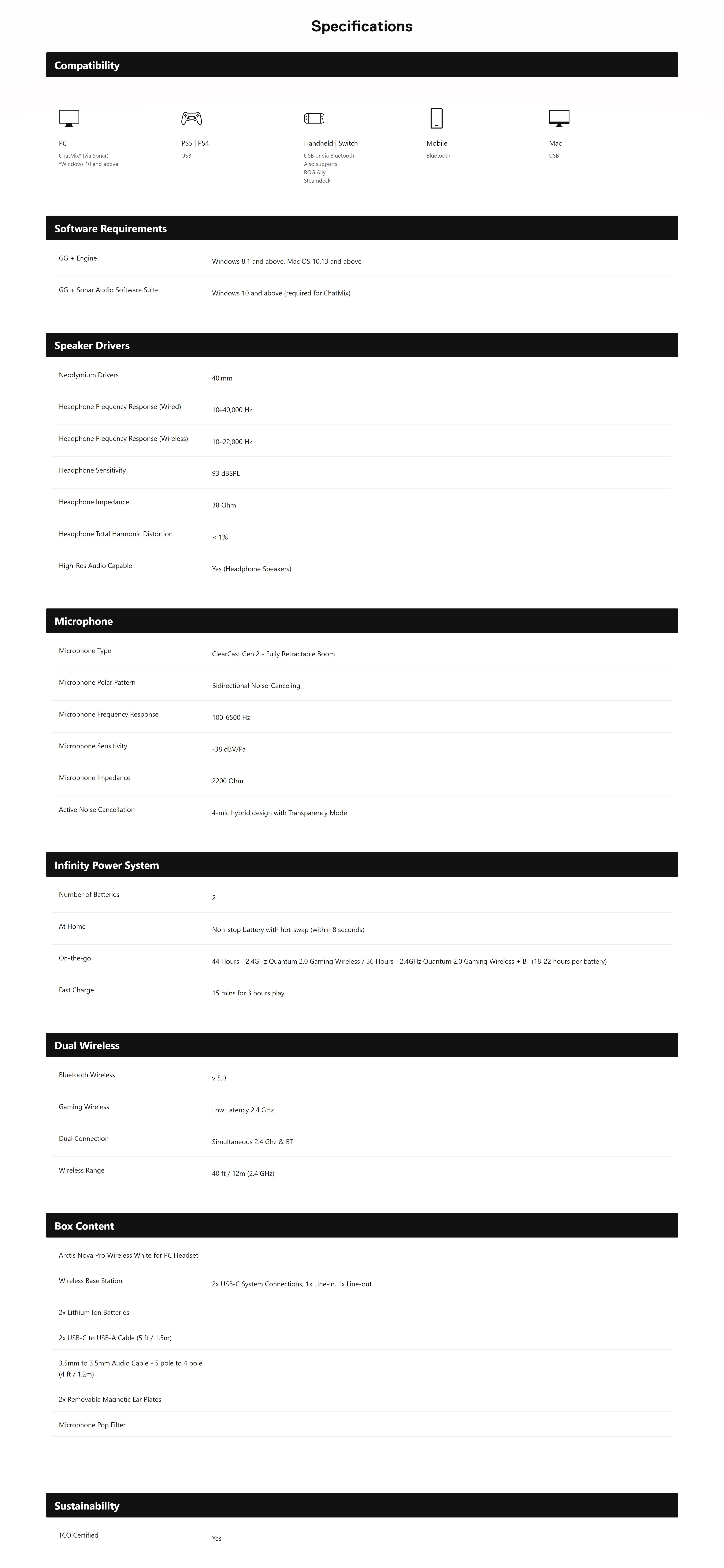 A large marketing image providing additional information about the product SteelSeries Arctis Nova Pro Wireless - Gaming Headset - White - Additional alt info not provided